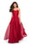 La Femme - 27515 Strapless Sweetheart Metallic Chiffon Prom Dress IIn Red
