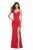 La Femme - 27617 Sweetheart Evening Gown with Slit In Red