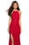 La Femme - 27046 Strappy Halter Lace Gown with Slit In Red