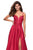 La Femme - 27528 Embroidered Floral High Slit Mikado Gown In Red