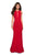 La Femme - 27124 Plunging Illusion Notched Trumpet Gown  In Red