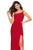 La Femme - 27126 Asymmetrical Neckline Strappy Jersey Evening Dress In Red
