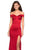 La Femme - 27752 Off Shoulder High Slit Long Fitted Satin Dress
