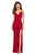 La Femme - Plunging V-neck Jersey Sheath Evening Gown 27622 - 1 pc Red in Sizes 0 Available