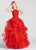 Ellie Wilde - EW118169 Lace High Halter Two-Piece Ballgown In Red
