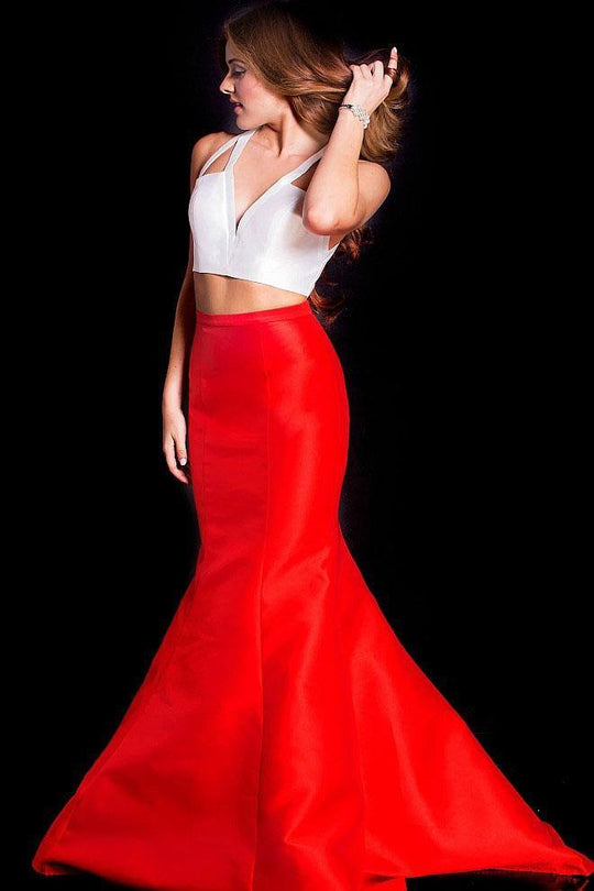 JVN59898 Two Piece V Neck Mermaid Gown