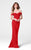 Tarik Ediz - Off the Shoulder Fitted Gown 50006 in Red