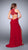 La Femme - Sexy Lace up Front Neck Jersey Dress 23973 in Red