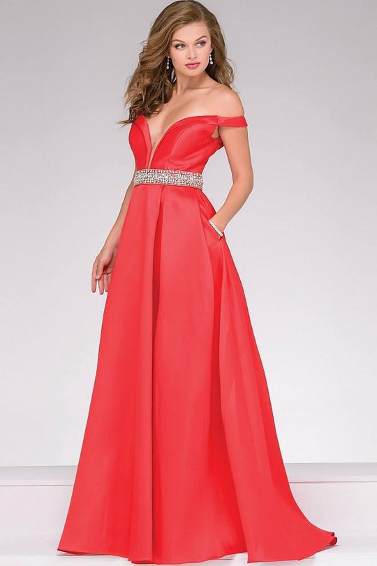 Off the Shoulder Satin Prom Ballgown 45135