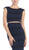 Cap Sleeve Striped Metallic Mesh Sheath Evening Dress