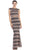 Eureka Fashion - Cap Sleeve Striped Metallic Mesh Sheath Evening Dress