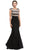 Eureka Fashion - Lace Cap Sleeve Bateau Jersey Sheath Evening Dress