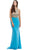 Eureka Fashion - Beaded Halter Neck Jersey Sheath Evening Dress