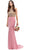 Eureka Fashion - Beaded Halter Neck Jersey Sheath Evening Dress