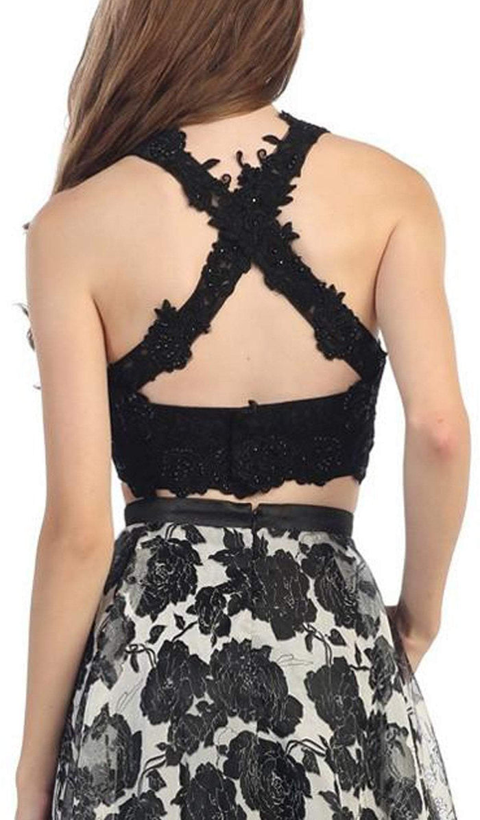 Two Piece Lace Printed Cocktail Dress