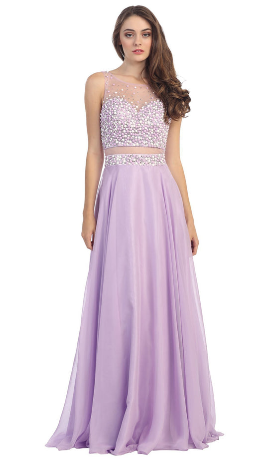 Bubble Beaded Mesh Evening Dress