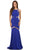 Eureka Fashion - Sheer Panels Halter Satin Trumpet Dress