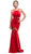 Eureka Fashion - Sheer Panels Halter Satin Trumpet Dress