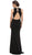 Plunging Gold Beading Fitted Evening Dress