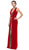 Eureka Fashion - Plunging Gold Beading Fitted Evening Dress
