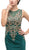 Sleeveless Embroidered Gilt Lace Trumpet Evening Gown