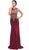 Sleeveless Embroidered Gilt Lace Trumpet Evening Gown