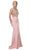 Beaded Bateau Neck Stretch Satin Evening Gown