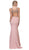 Eureka Fashion - Beaded Bateau Neck Stretch Satin Evening Gown