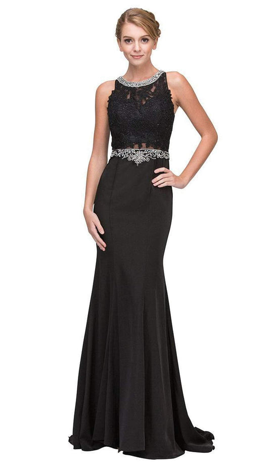 Jewel Neck Embellished Mermaid Evening Gown