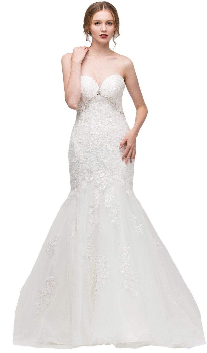 Sweetheart Jeweled Lace Trumpet Wedding Dress