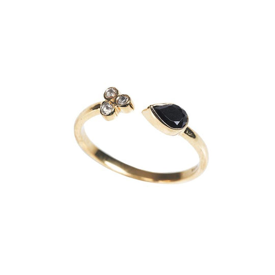 Jaipur Open Ring with Pear and Round Gemstones