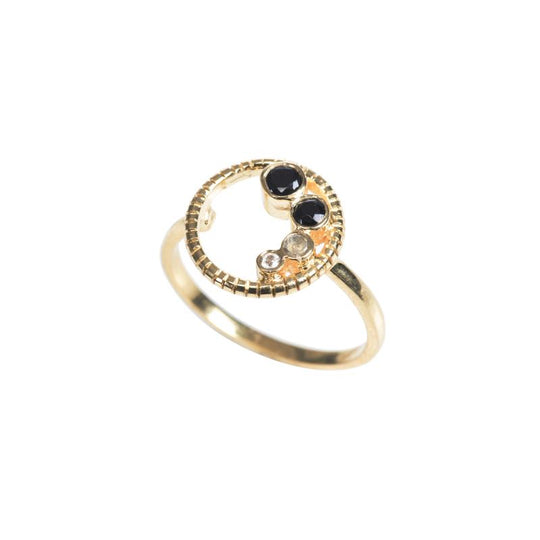 Jaipur Open Circle Bezel Gemstones Ring