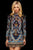 Sherri Hill - 53046 Embroidered Long Sleeve Short Sheath Dress In Blue and Multi-Color