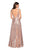 La Femme - 27061 Sleeveless Bateau Sequined A-Line Gown In Pink and Gold