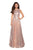 La Femme - 27061 Sleeveless Bateau Sequined A-Line Gown In Pink and Gold