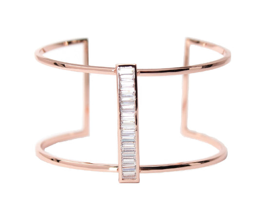 Rachael Ryen -  Baguette Cuff Bracelet - Rose Gold
