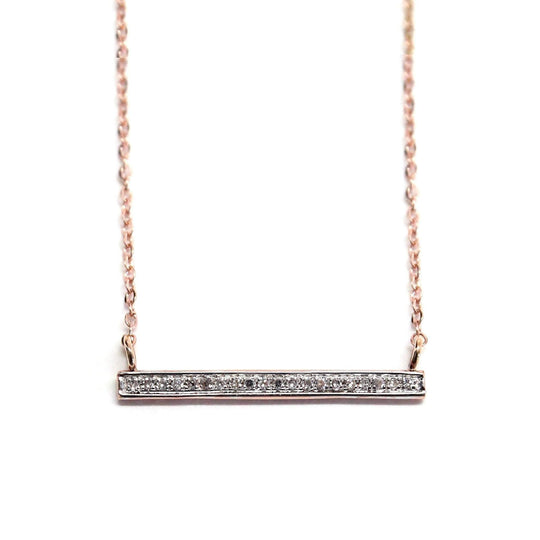 Rachael Ryen -  14k Rose Gold Diamond Bar Necklace