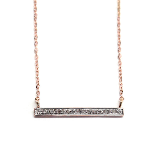 14k Rose Gold Diamond Bar Necklace
