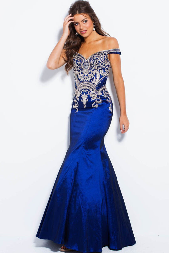JVN61193 Embroidered Off Shoulder Mermaid Gown
