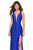 La Femme - 27602 Plunging V-Neck Fitted Jersey Gown In Blue