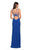 La Femme - 27072 Plunging Strappy Back High Slit Gown  In Blue