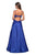 La Femme - 27222 Sleeveless Lace Applique Mikado A-Line Gown In Blue