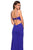 La Femme - 27516 Strappy V-Neck Gown with Slit In Blue