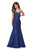 La Femme - 27149 Long Strapless Floral Jacquard Trumpet Gown In Blue