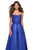 La Femme - 27222 Sleeveless Lace Applique Mikado A-Line Gown In Blue