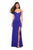 La Femme - V-Neck Strappy Open Back Evening Dress 27516 - 1 pc Royal Blue in Size 0 and 2 pcs Plum in Sizes 4 and 10 Available