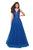 La Femme - 27336 Sequined Deep V-neck Tulle Ballgown In Blue