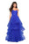 La Femme - 27624 Strapless Sweetheart Tiered Tulle Skirt A-Line Gown In Blue