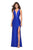 La Femme - 27602 Plunging V-Neck Fitted Jersey Gown In Blue