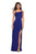 La Femme - 27126 Asymmetrical Neckline Strappy Jersey Evening Dress In Blue